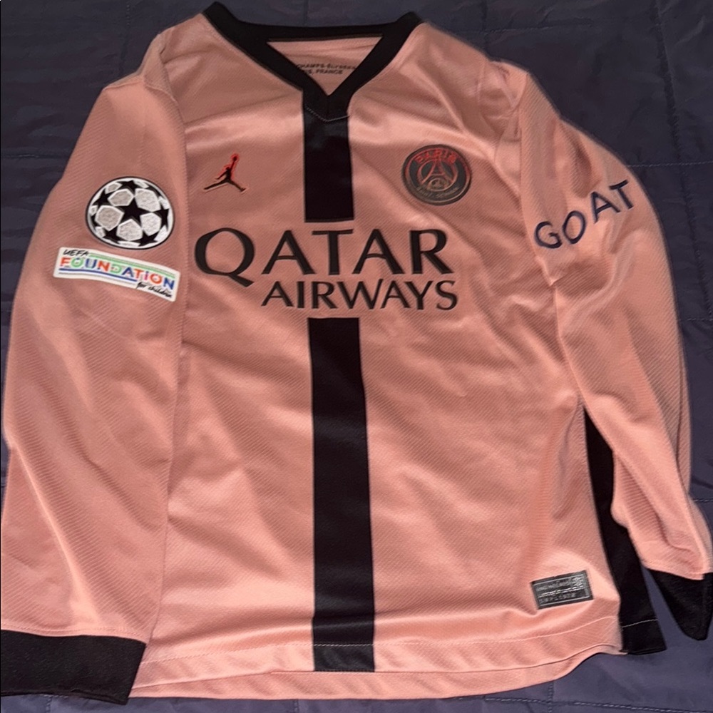 Jordan PSG Pink and Black Long Sleeve Soccer Jersey